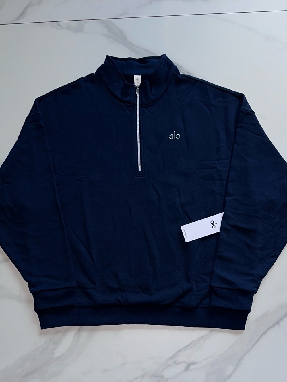Alo Yoga Accolade 1/4 Zip Pullover Sweatshirt Navy Blue NWT Size XL